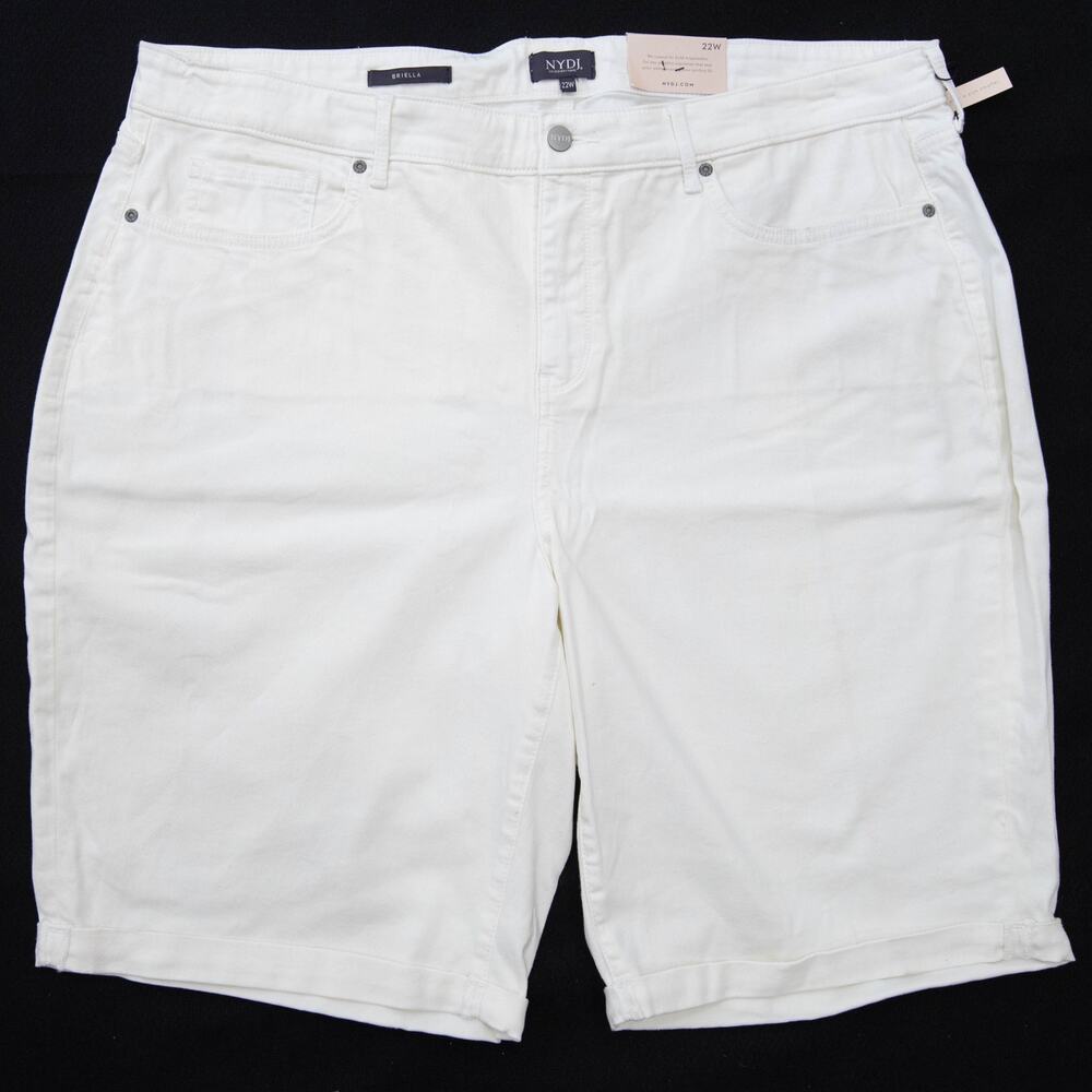 New NYDJ Briella Roll Cuff Short In Optic White Plus Size 22